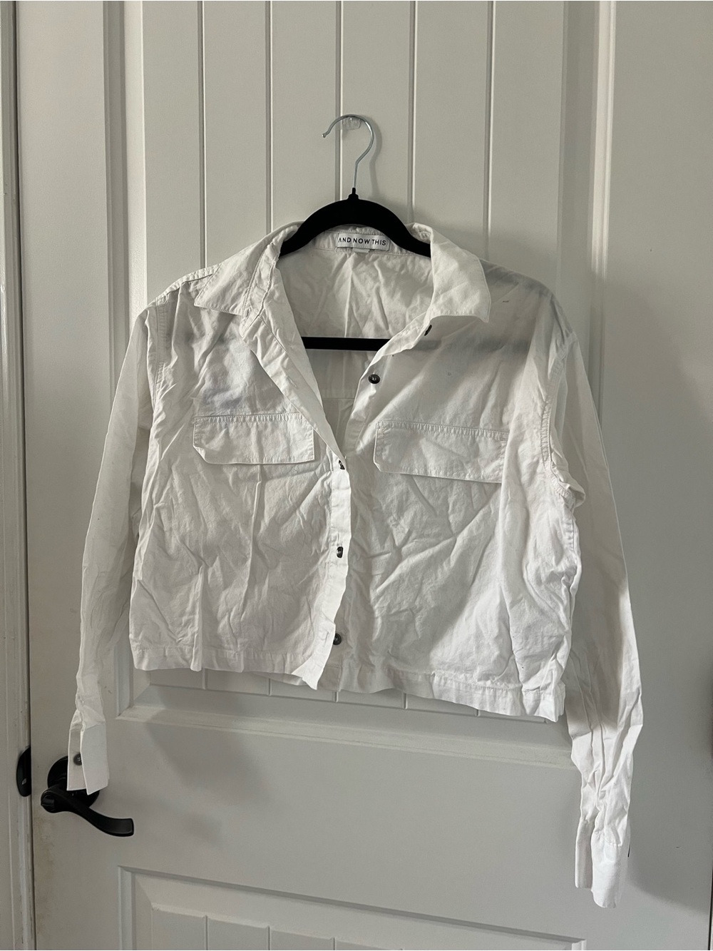 And Other Stories White Cropped Button-Front Top